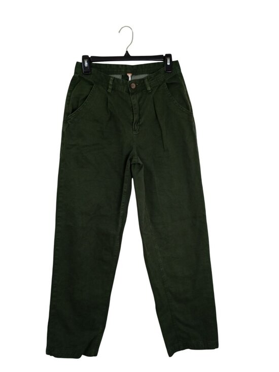 Free People Pants - Free People Womens Green Relaxed Fit Cotton Pants Size 29 Button & Zip Closure